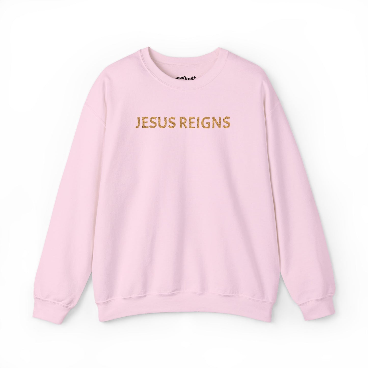 Embroidered Jesus Reigns Unisex Heavy Blend Crewneck Sweatshirt