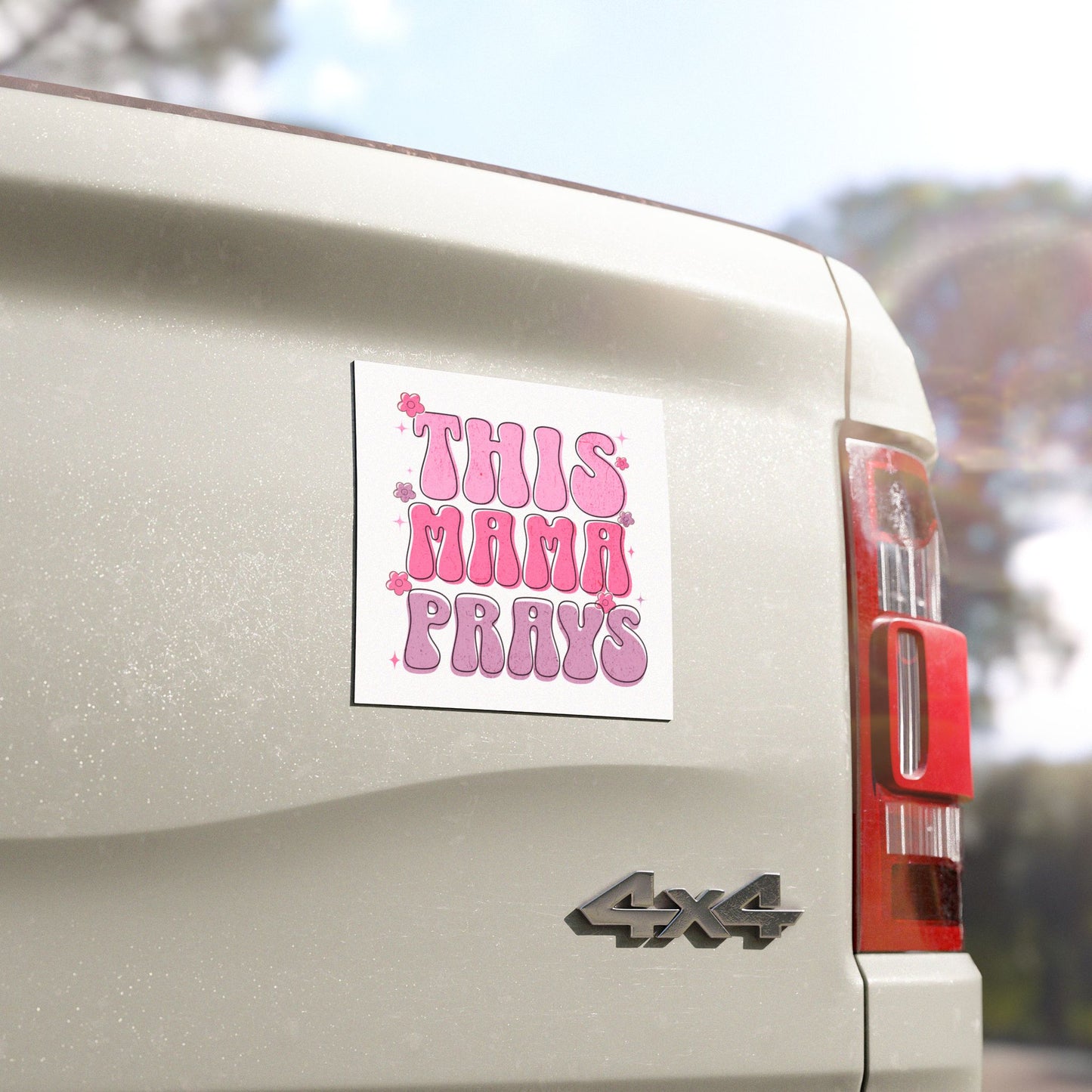 This Mama Prays Car Magnet, Christian Vehicle Sticker