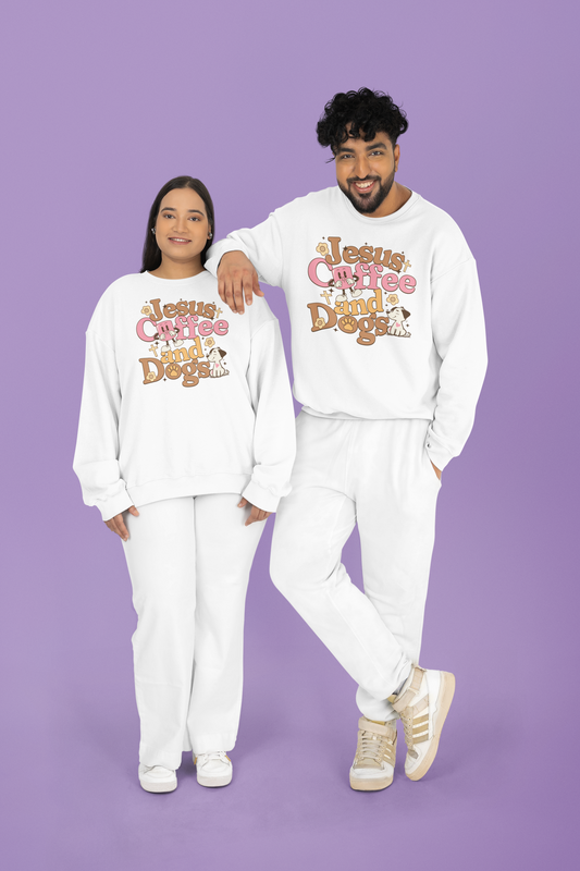 Jesus Coffee and Dogs Fleece Crew