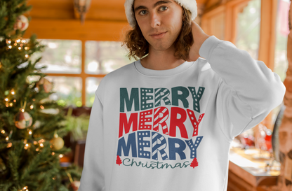 Adult Christmas Merry Merry Christmas Retro Fleece Crew