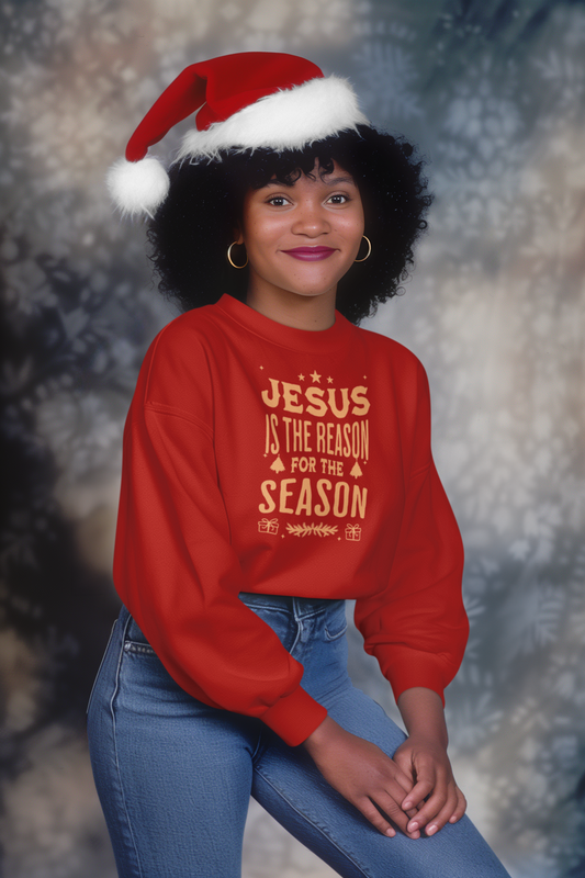 Adult Christmas Jesus is the Reason Fleece Crew