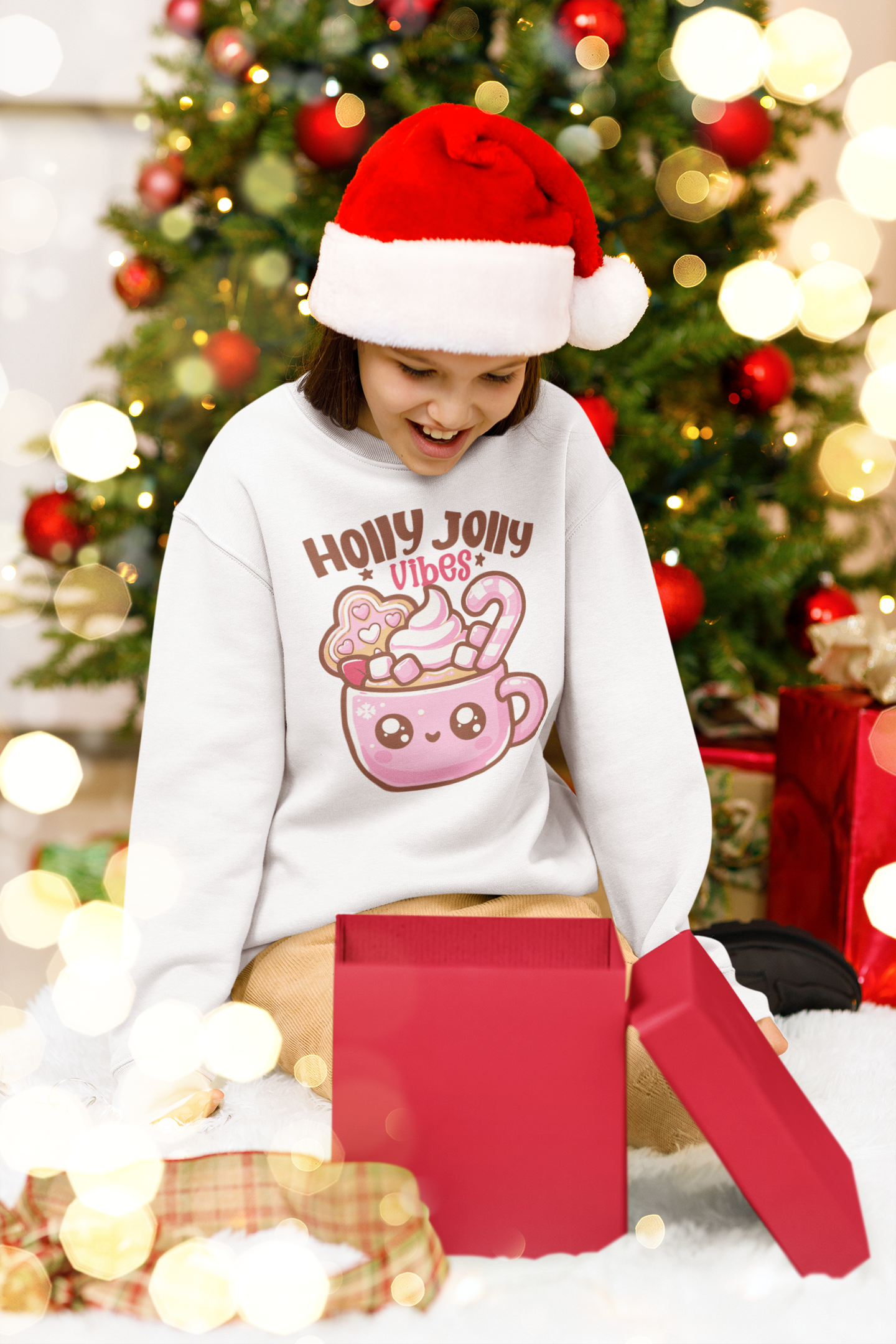 Kids Christmas Holly Jolly Fleece Crew